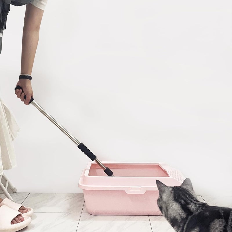 Depets Cat Litter Scoop, Metal Litter Scooper with Deep Shovel, Detachable Long Handle Cat Litter Sifter with Holder, Large Durable Cat Litter Shovel with Foam Pad Grip for Easy Sifting - Image 2